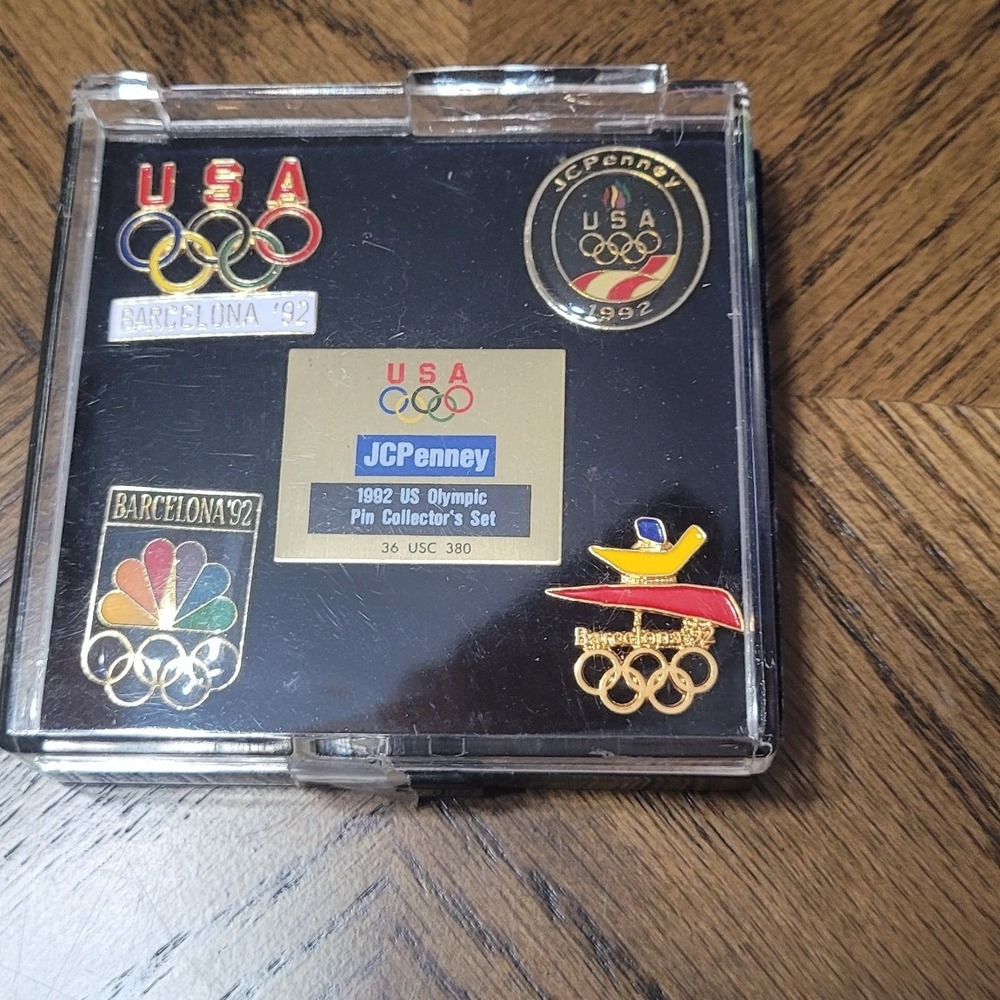 Vintage 1992 US Olympic Pin Collector's Set JCPenney Barcelona 92 NBC 4pc Case